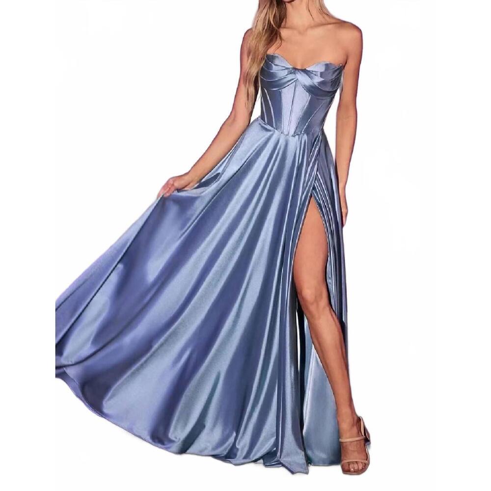NEW LADIVINE strapless corset maxi dress in dusty blue
